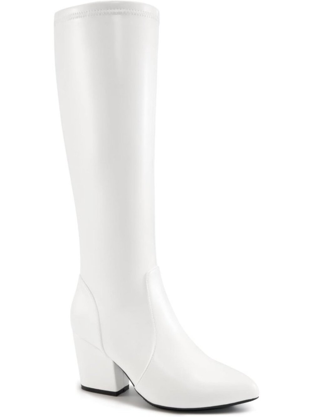 Stylish Knee High Chunky Heel Boots with Side Zipper & Pointed Toe for Work